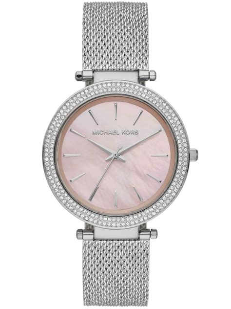 michael kors silver pearl face watch|pink mk watch.